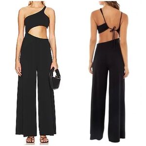NWT Agua Bendita x Revolve Lucina Eter Jumpsuit in Black Cut Out Waist Sz L